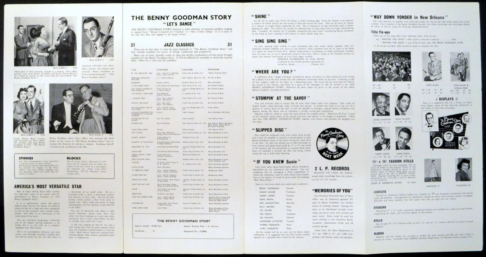 BENNY GOODMAN STORY 1956 Steve Allen Donna Reed Gene Krupa UK PRESSBOOK, изображение 2