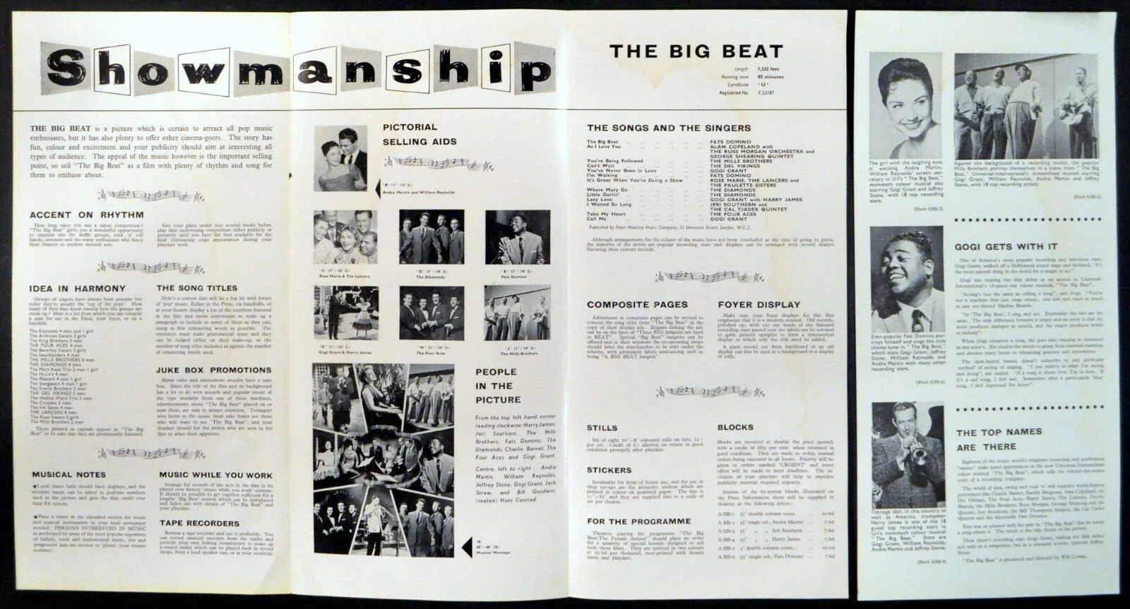 BIG BEAT 1958 William Reynolds, George Shearing, Harry James UK CAMPAIGN BOOK, image 2