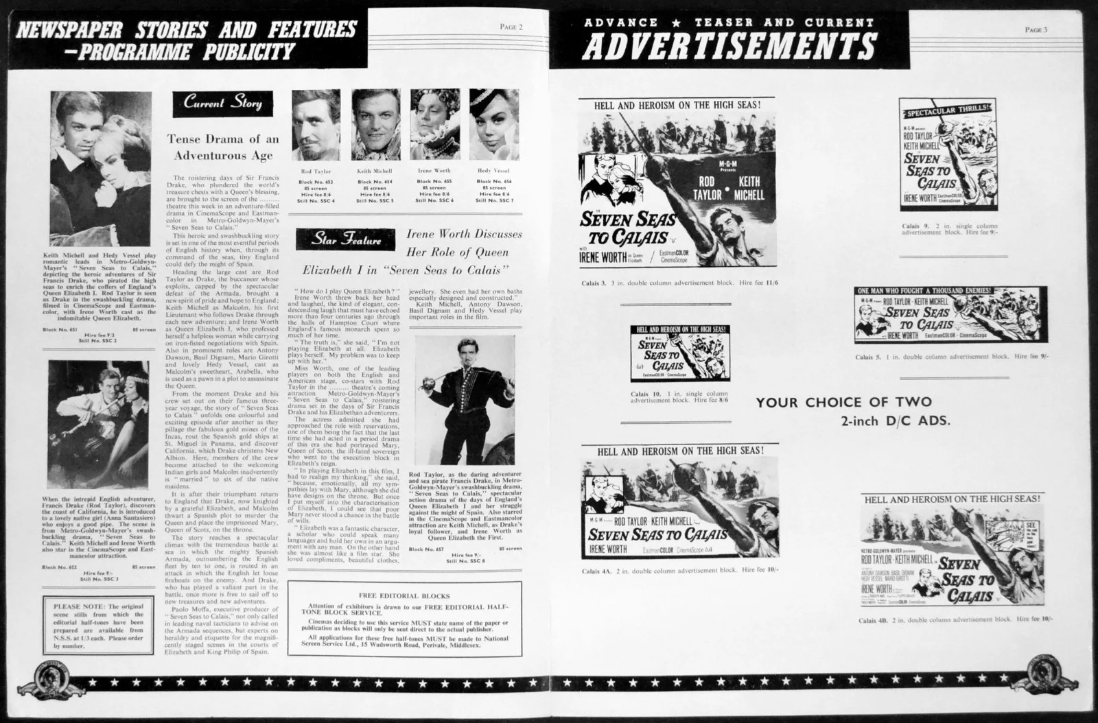 SEVEN SEAS TO CALAIS 1962 Rod Taylor Francis Drake Keith Michell UK PRESSBOOK, image 2