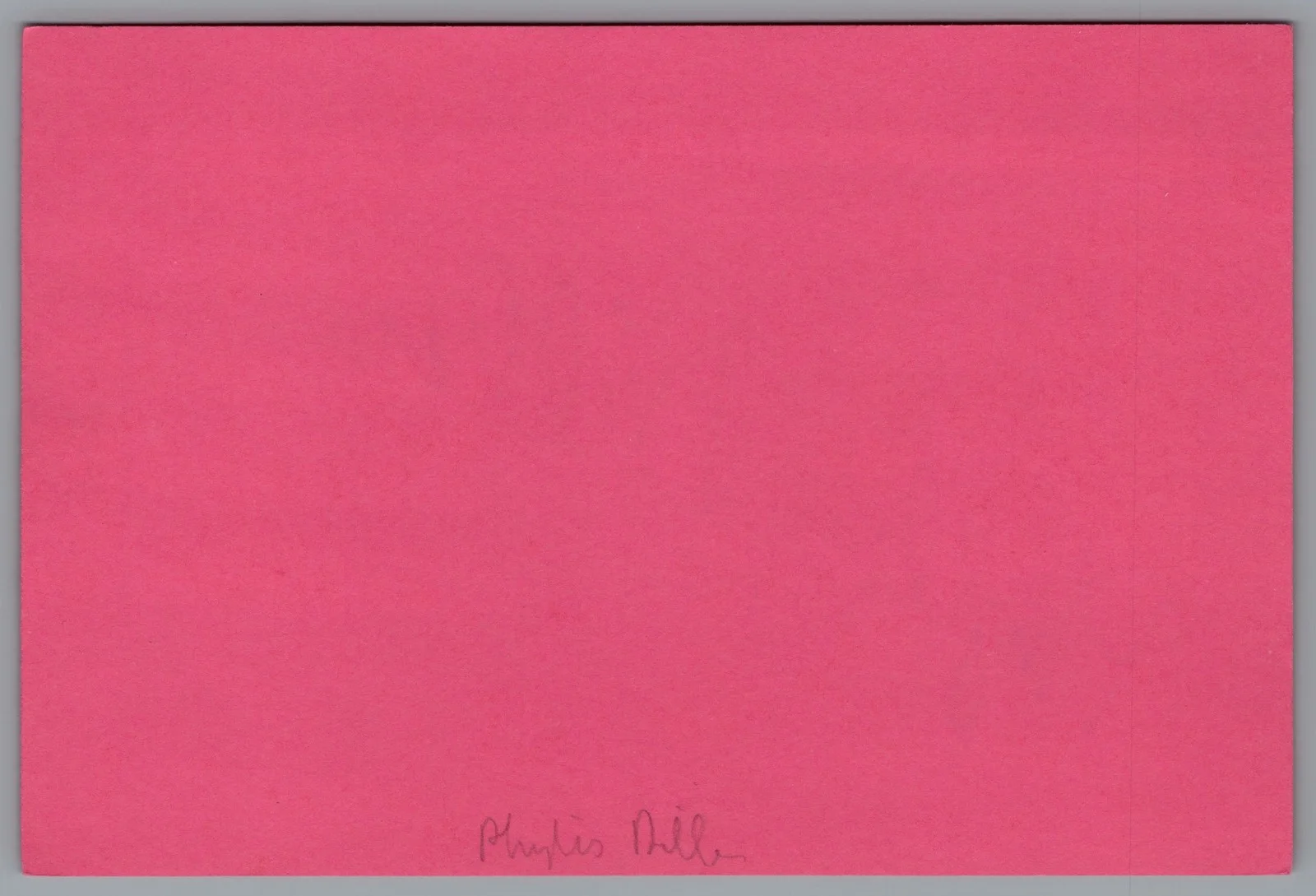 Phyllis Diller — Phyllis Diller Signed 4x6 Index Card The Phyllis Diller Show Autographed, image 2