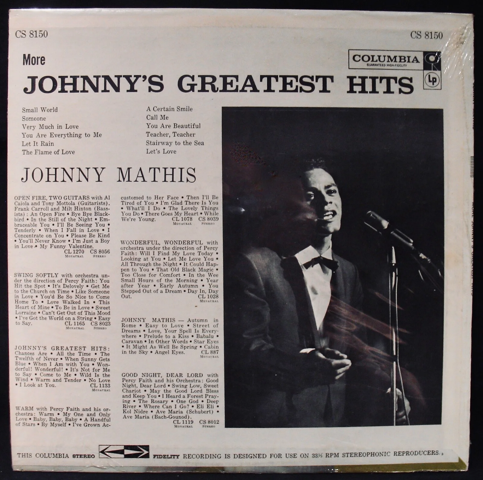 JOHNNY MATHIS: Álbum assinado "More Greatest Hits" com certificado de autenticidade da Norm Nite ~ lacrado!, image 3