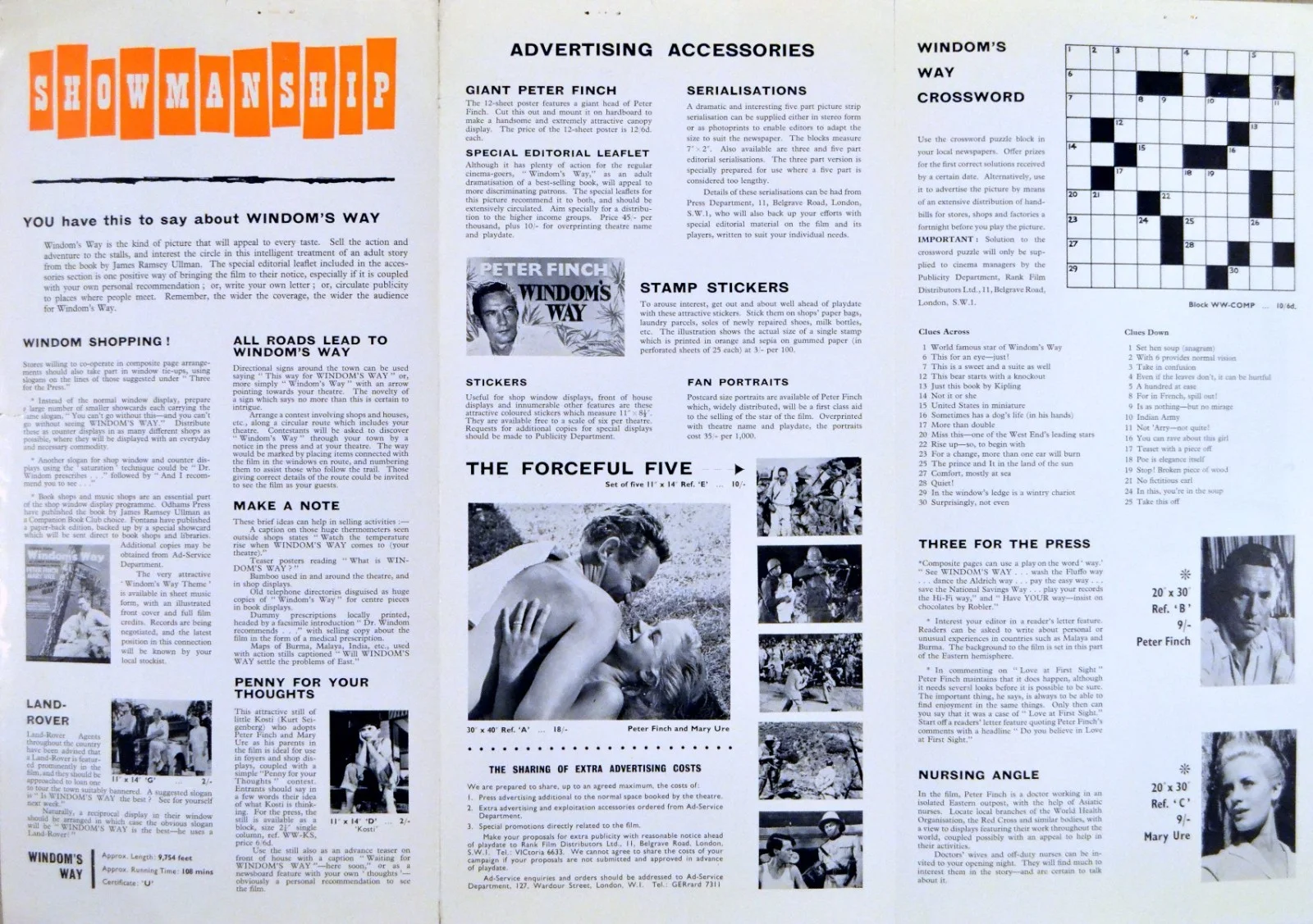 WINDOM'S WAY 1957 Peter Finch, Mary Ure, Natasha Parry UK PRESSBOOK, изображение 2