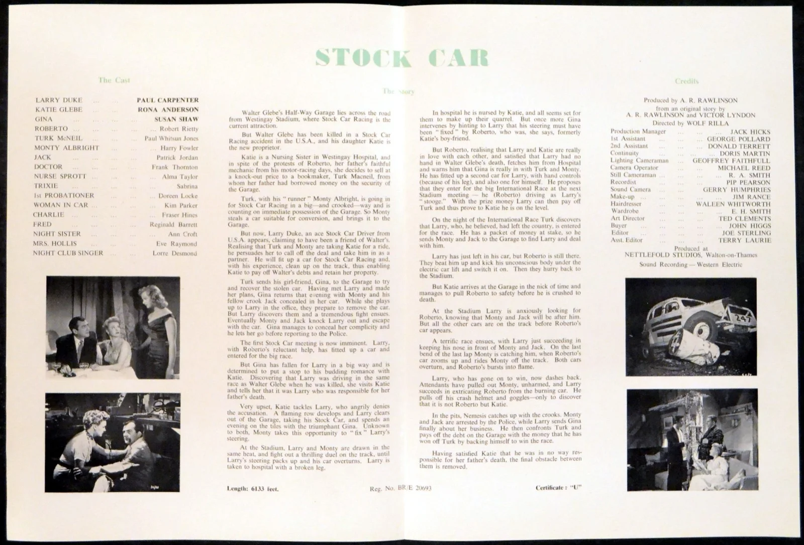 STOCK CAR 1955 Paul Carpenter, Rona Anderson, Susan Shaw UK CAMPAIGN BOOK, изображение 2