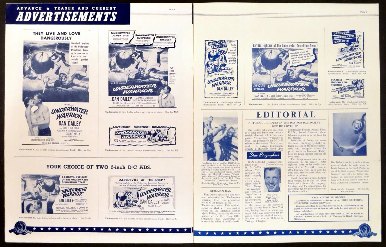 UNDERWATER WARRIOR 1958 Dan Dailey, James Gregory, Ross Martin UK PRESSBOOK, image 2
