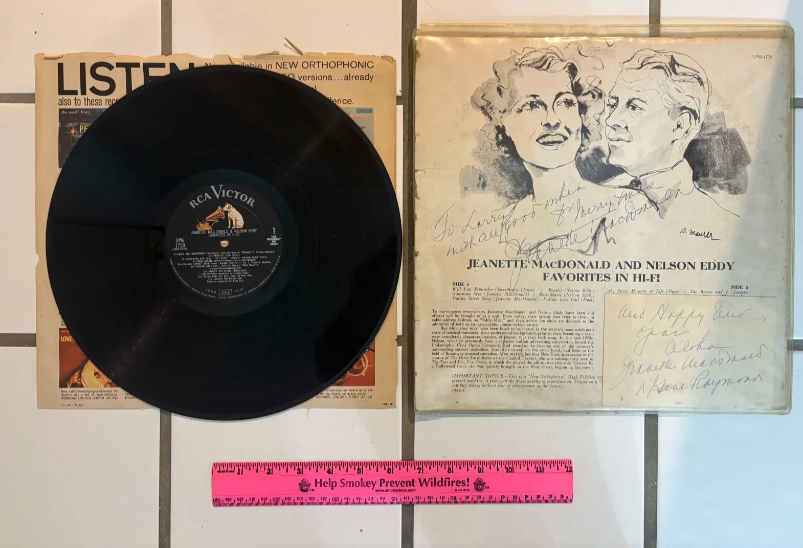 * JEANETTE MacDONALD & GENE RAYMOND Signed Record and Index Card Autograph, изображение 4