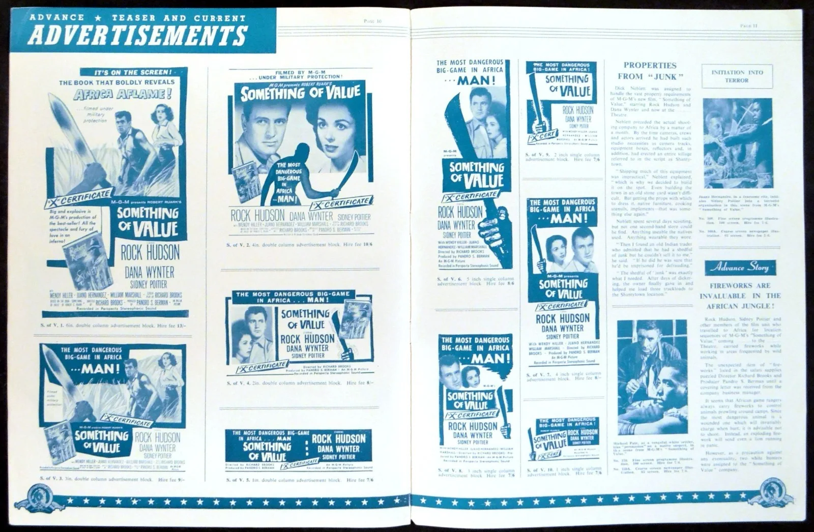 SOMETHING OF VALUE 1957 Rock Hudson, Dana Wynter, Sidney Poitier UK PRESSBOOK, изображение 2