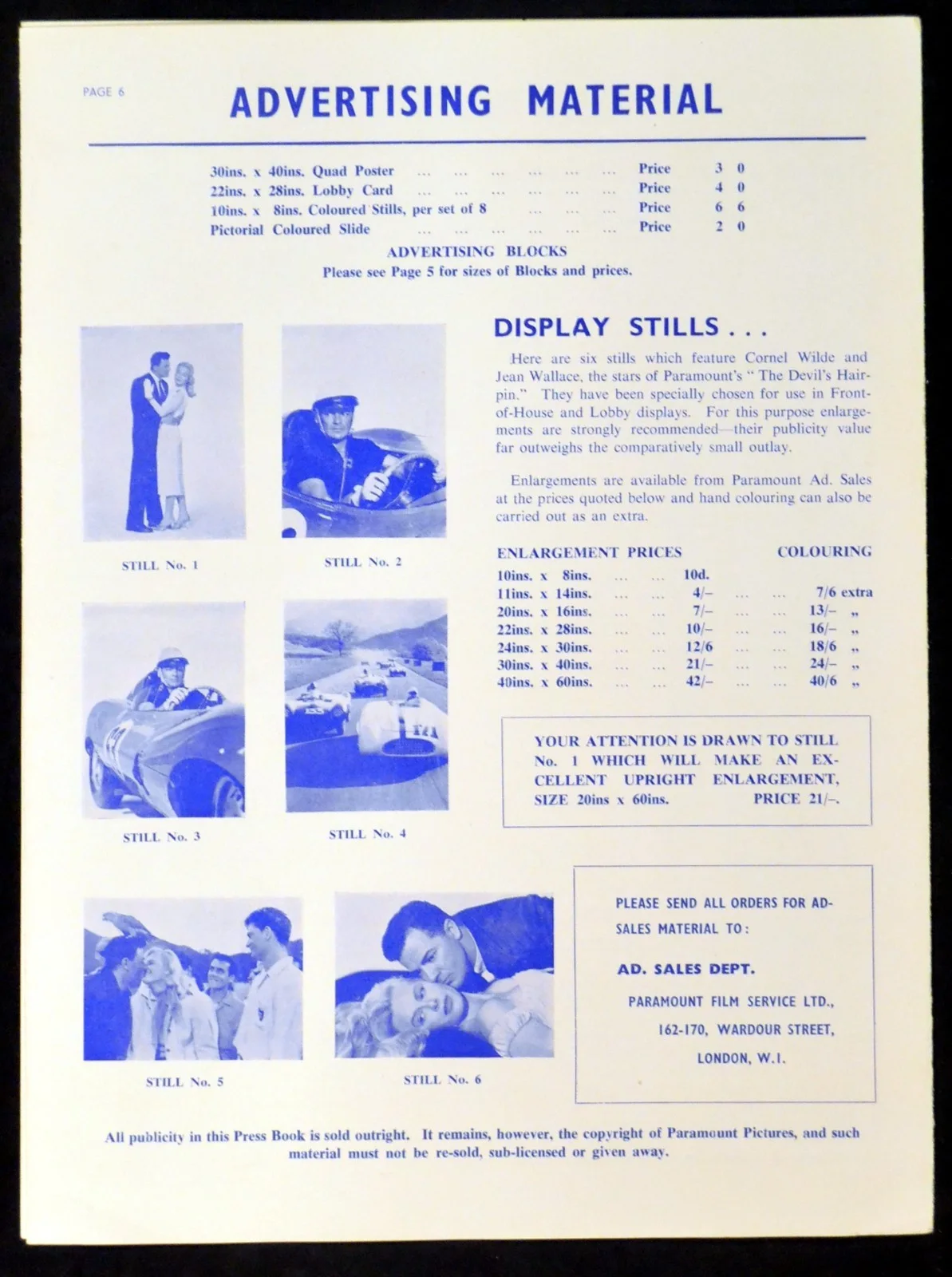 DEVIL’S HAIRPIN 1957 Cornel Wilde Jean Wallace Mary Astor UK PRESSBOOK, изображение 2