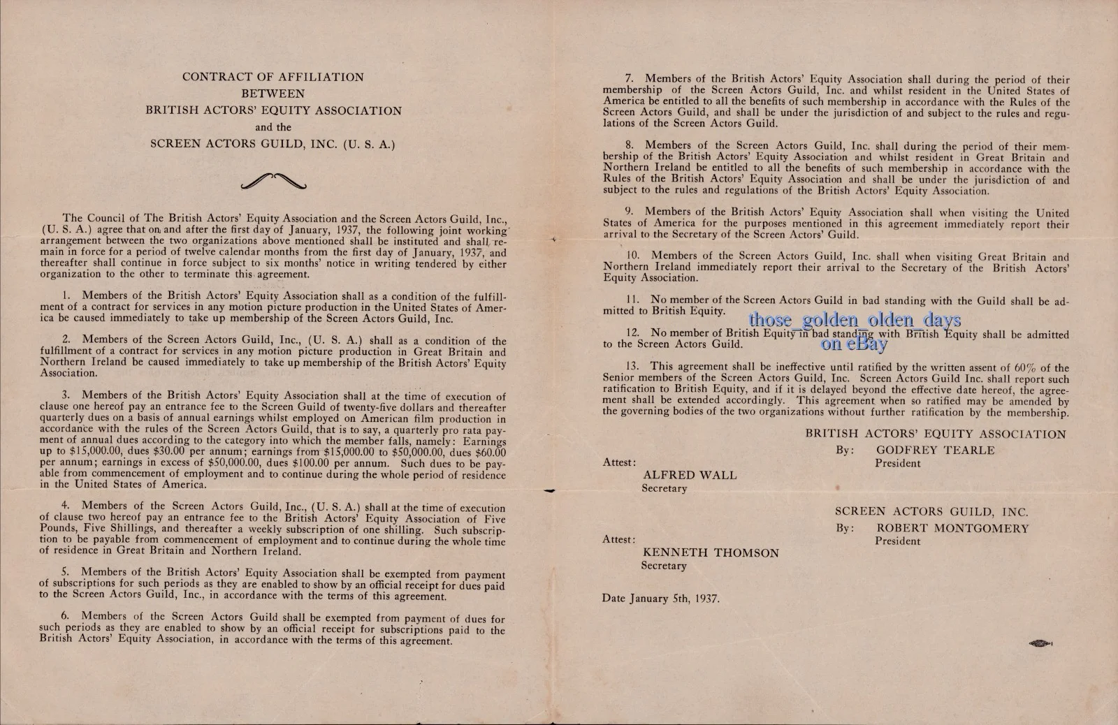 Fredric March — Fredric March Signed SAG Contract A Star Is Born '37 Era Hollywood Union History, image 2