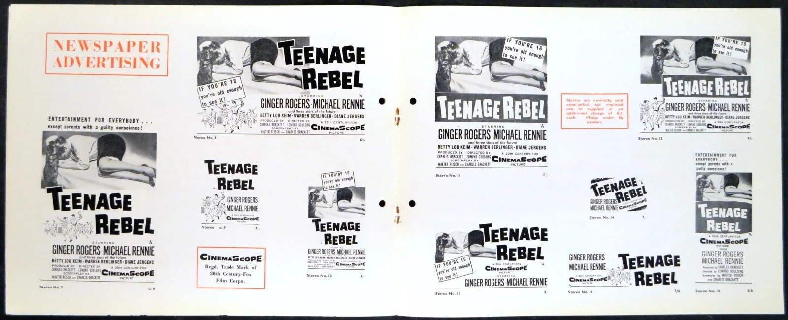 TEENAGE REBEL 1956 Ginger Rogers Michael Rennie Mildred Natwick UK CAMPAIGN BOOK, изображение 2