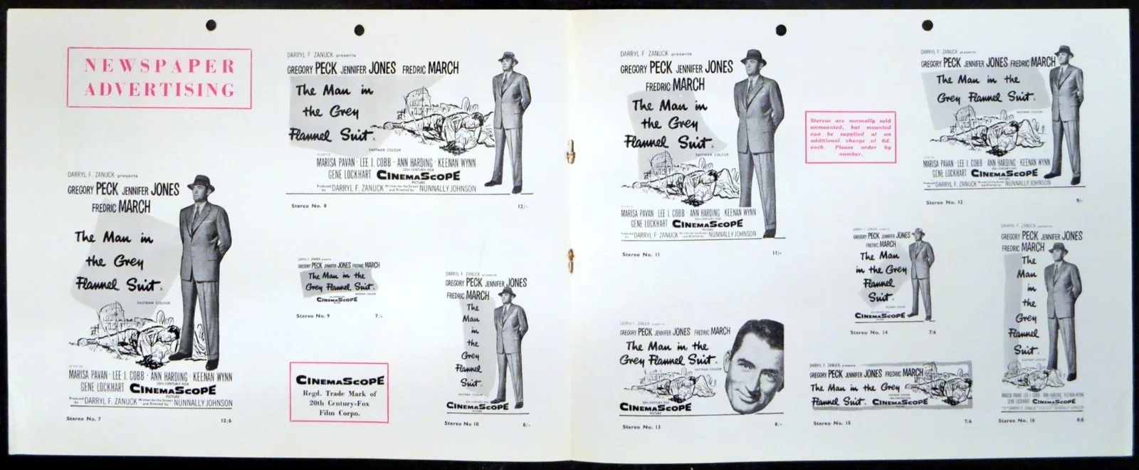 MAN IN THE GREY FLANNEL SUIT 1956 Gregory Peck, Jennifer Jones CAMPAIGN BOOK, image 2