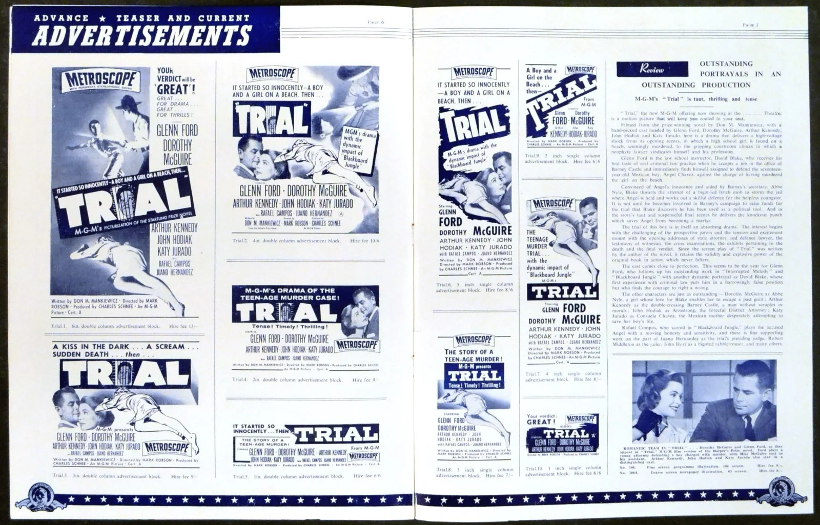 TRIAL 1955 Glenn Ford, Dorothy McGuire, Arthur Kennedy UK PRESSBOOK, изображение 2