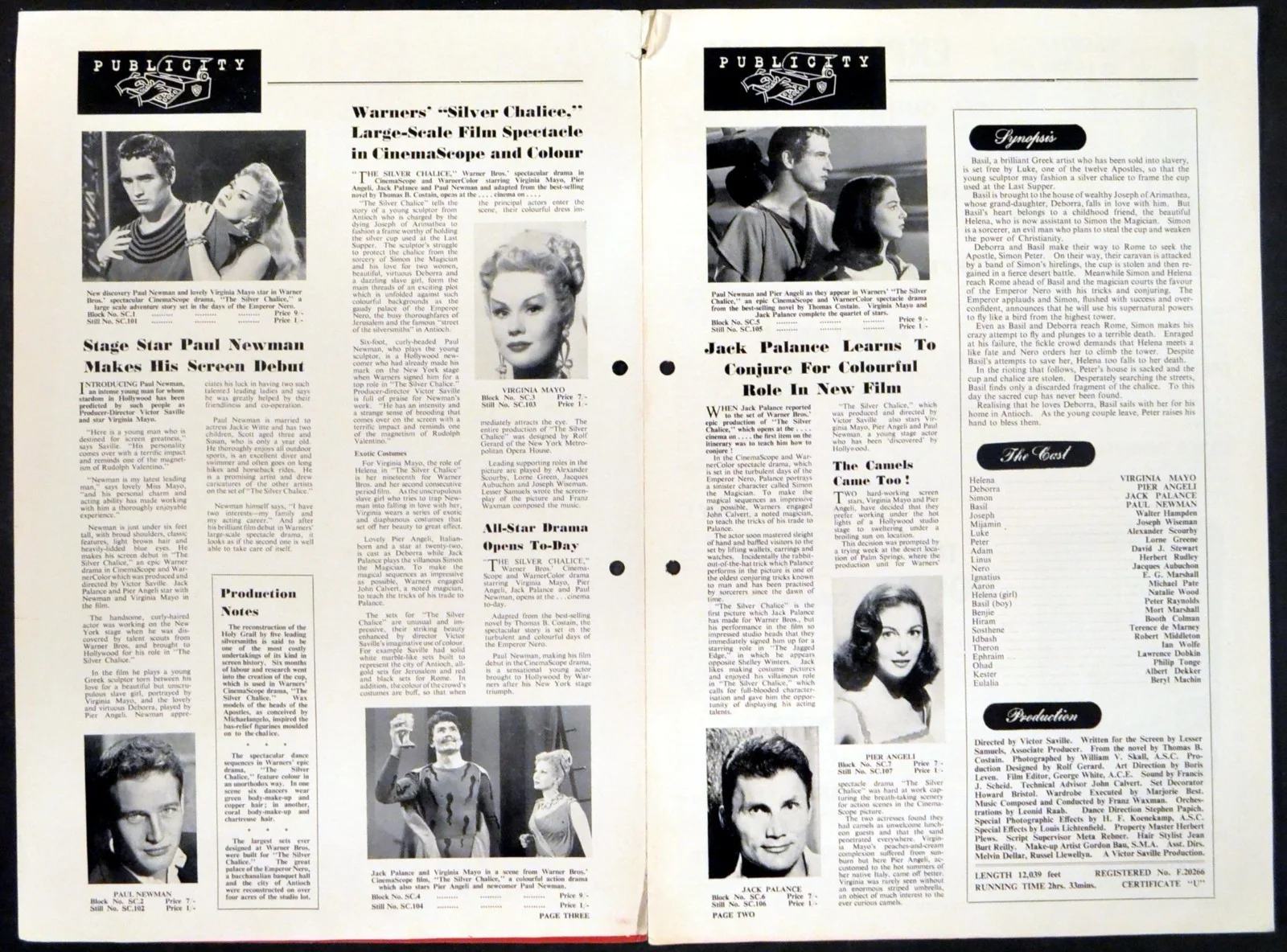 SILVER CHALICE 1955 Virginia Mayo, Pier Angeli, Jack Palance UK CAMPAIGN BOOK, image 2