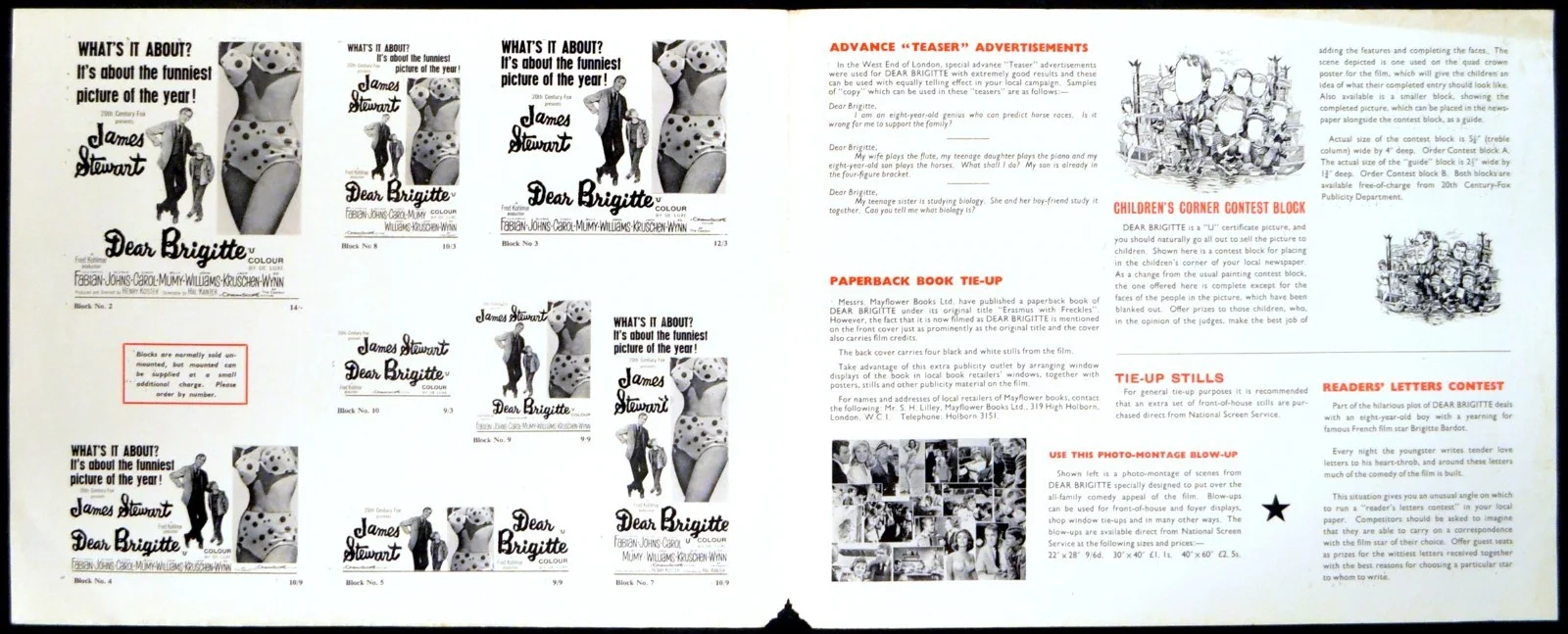 DEAR BRIGITTE 1966 James Stewart, Fabian, Glynis Johns UK PRESSBOOK, image 2