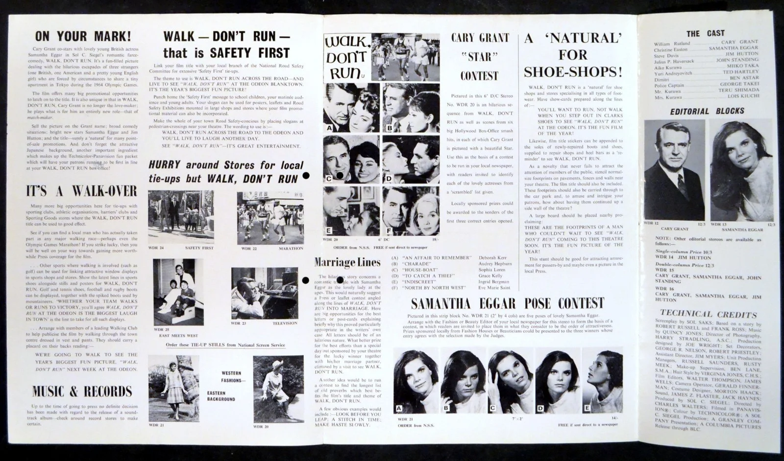 WALK DON’T RUN 1966 Cary Grant, Samantha Eggar, Jim Hutton UK CAMPAIGN BOOK, изображение 2