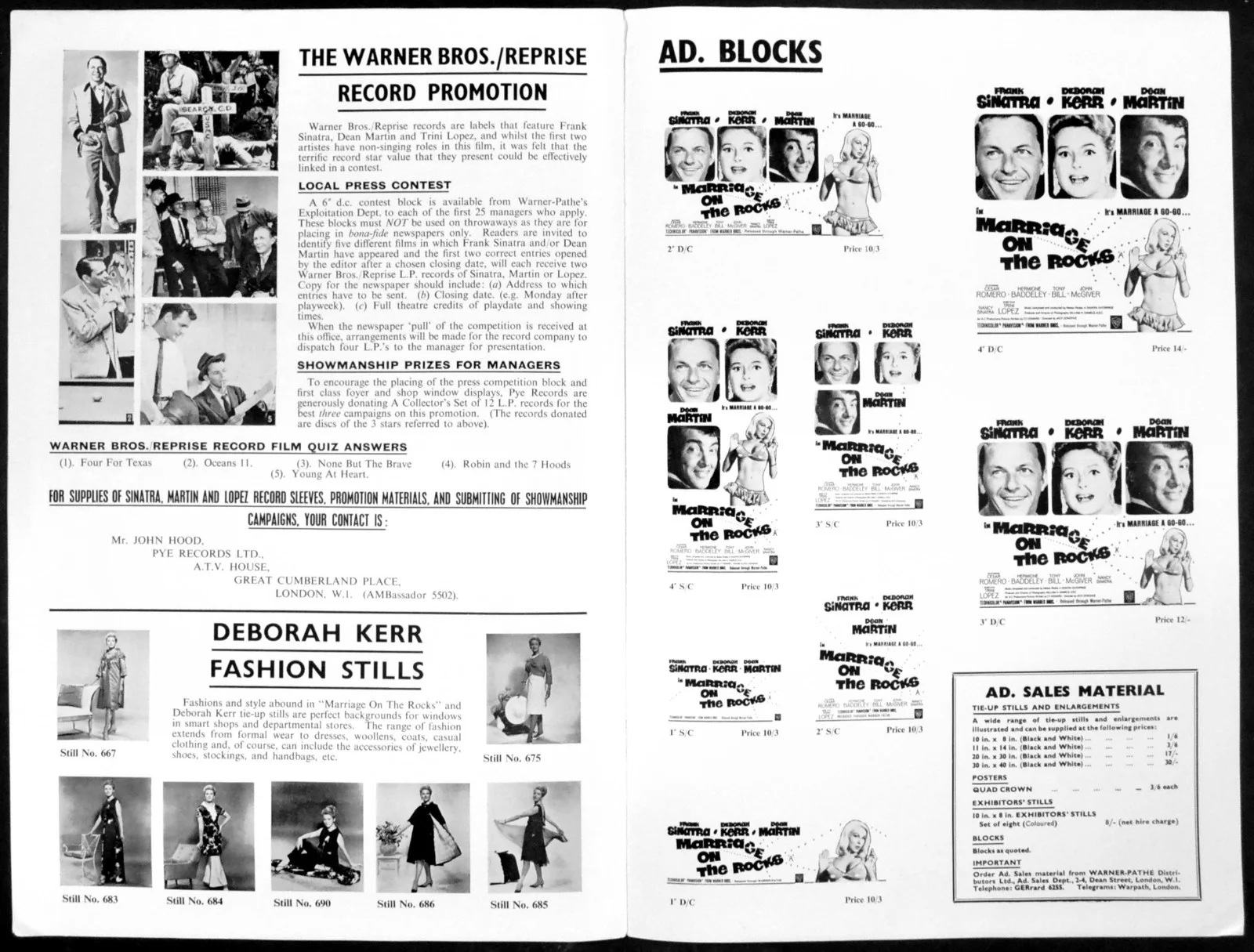 MARRIAGE ON THE ROCKS 1965 Frank Sinatra, Deborah Kerr Dean Martin CAMPAIGN BOOK, изображение 2