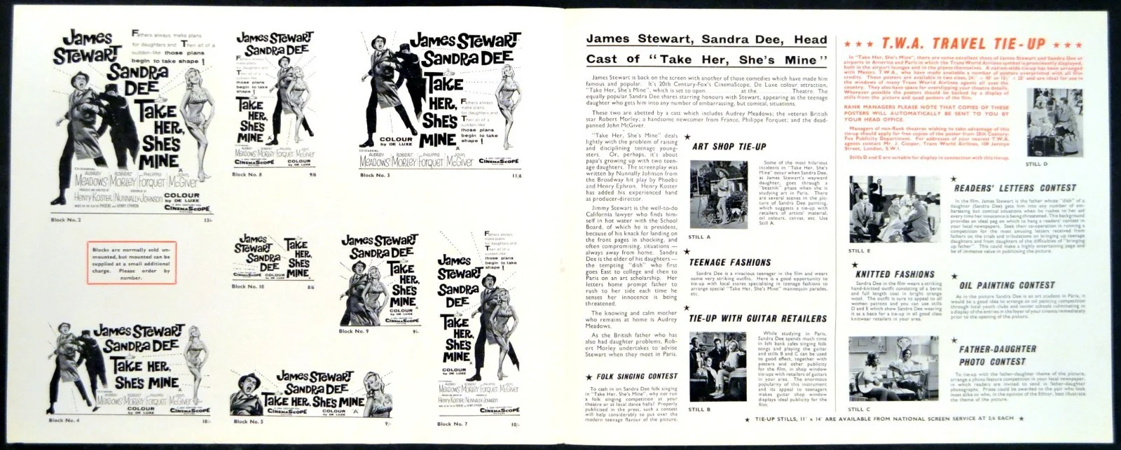 TAKE HER SHE’S MINE 1963 James Stewart, Sandra Dee UK PRESSBOOK, image 2