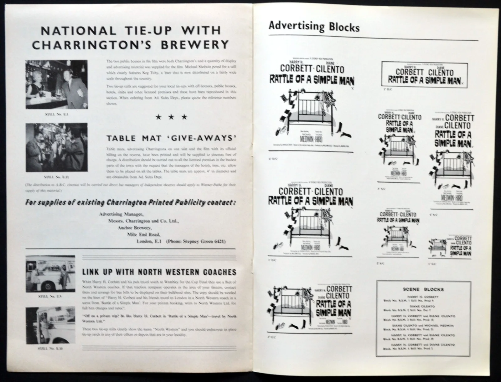 RATTLE OF A SIMPLE MAN 1964 Diane Cilento, Harry H. Corbett Thora Hird PRESSBOOK, изображение 2