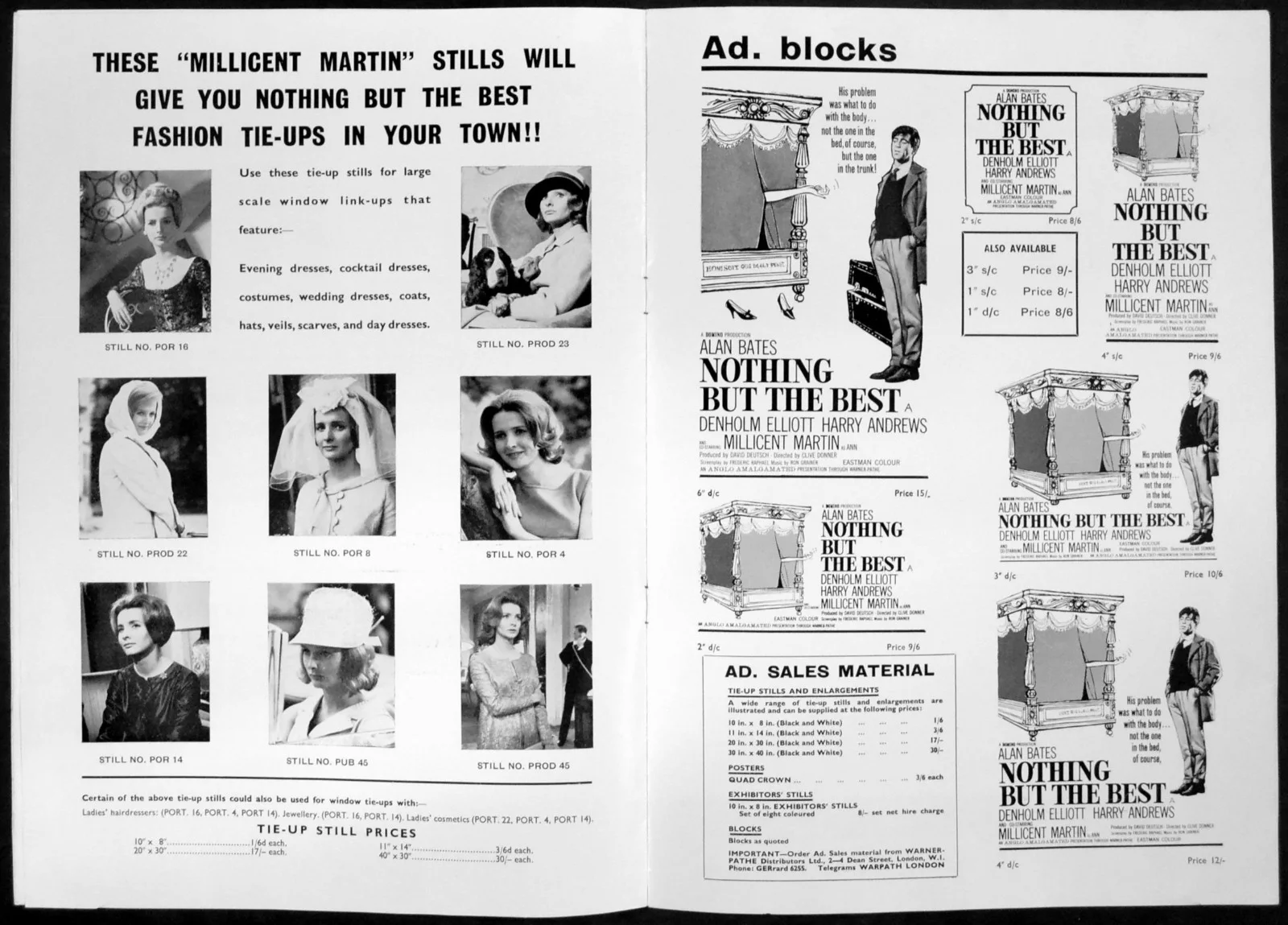 NOTHING BUT THE BEST 1964 Alan Bates, Denholm Elliot Harry Andrews CAMPAIGN BOOK, изображение 2