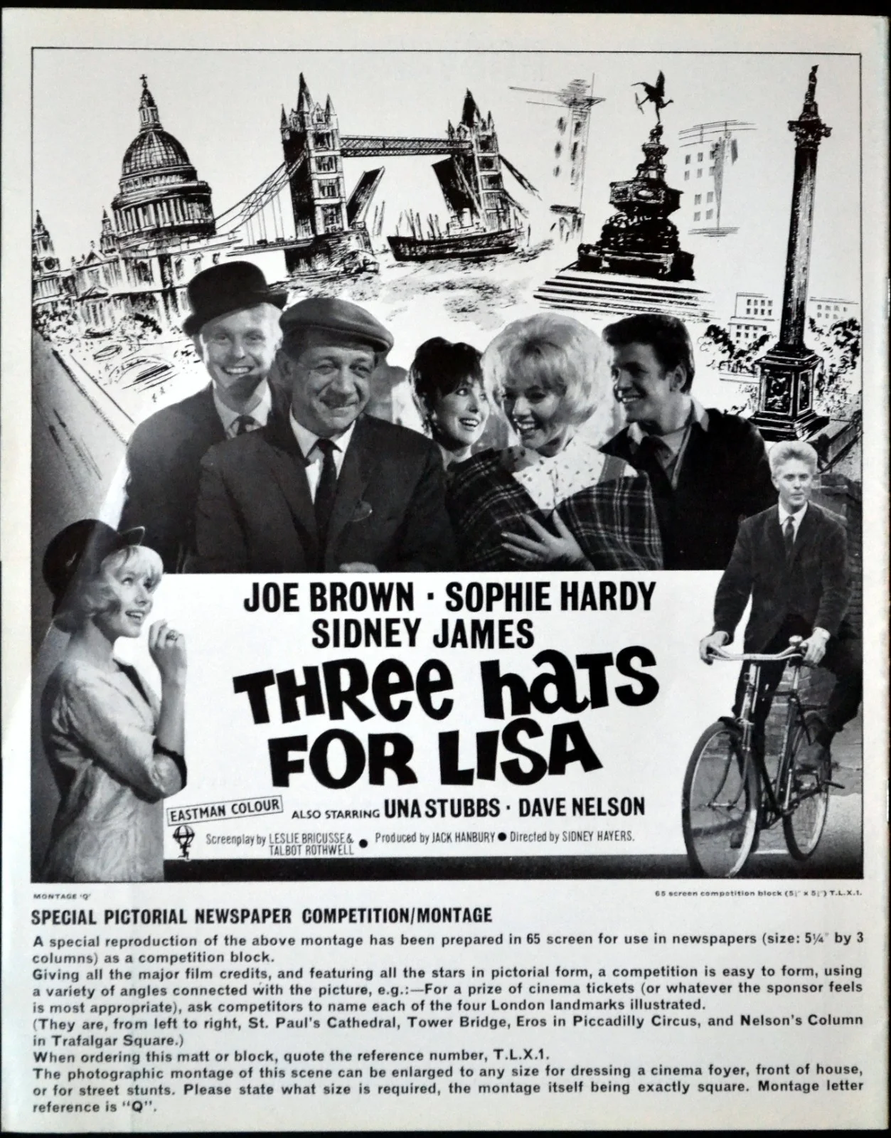 THREE HATS FOR LISA 1965 Joe Brown, Sophie Hardy, Sidney James UK PRESSBOOK, изображение 3