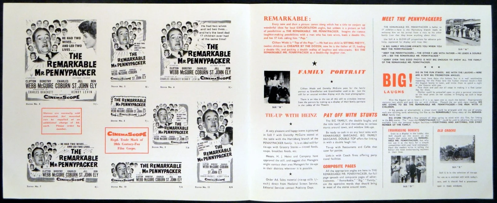 REMARKABLE MR. PENNYPACKER 1959 Clifton Webb, Dorothy McGuire UK PRESSBOOK, изображение 2