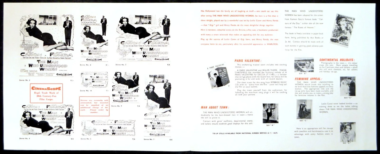 MAN WHO UNDERSTOOD WOMEN 1959 Leslie Caron, Henry Fonda UK CAMPAIGN BOOK, изображение 2