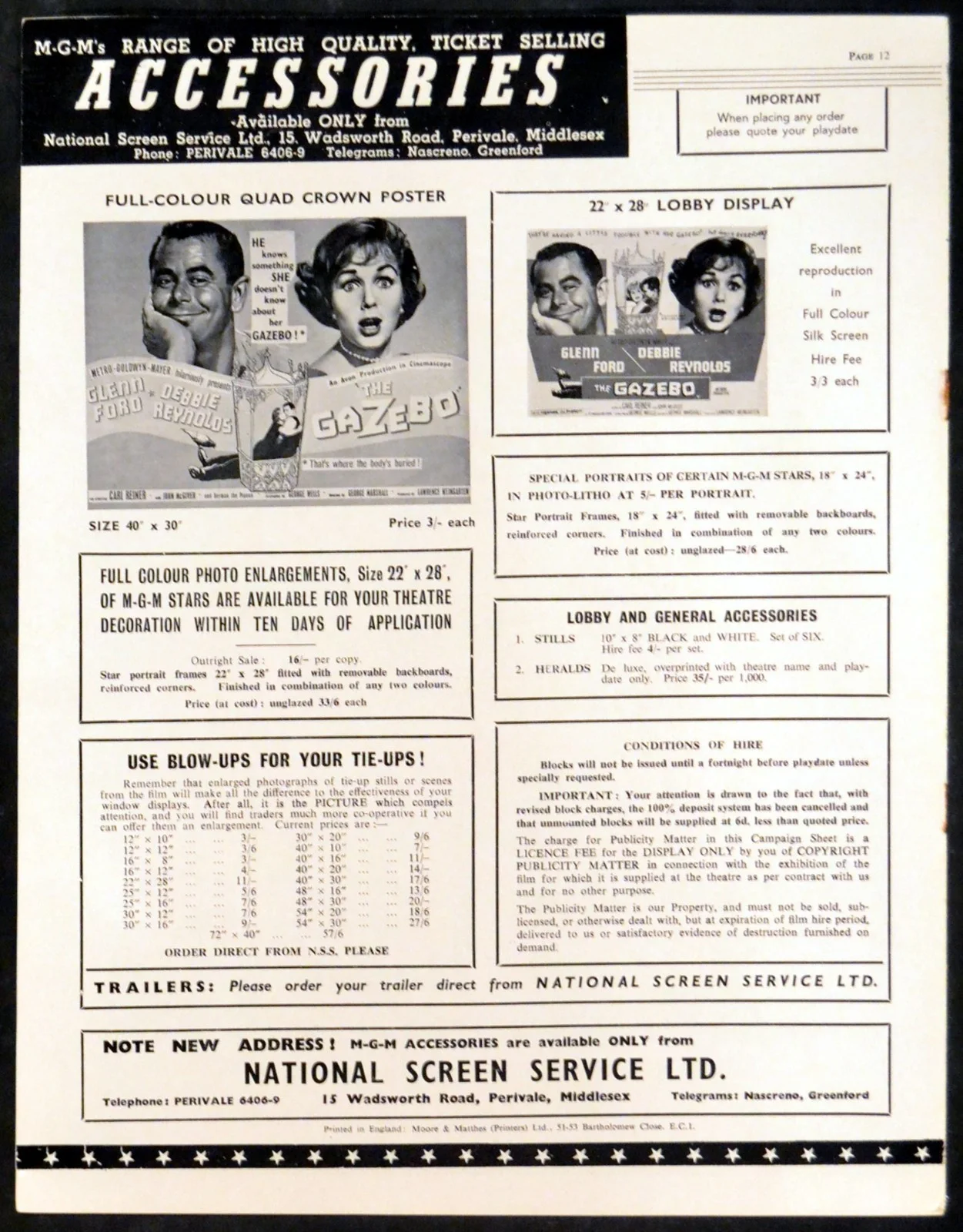 GAZEBO 1960 Glenn Ford, Debbie Reynolds, Carl Reiner, John McGiver UK PRESSBOOK, изображение 3