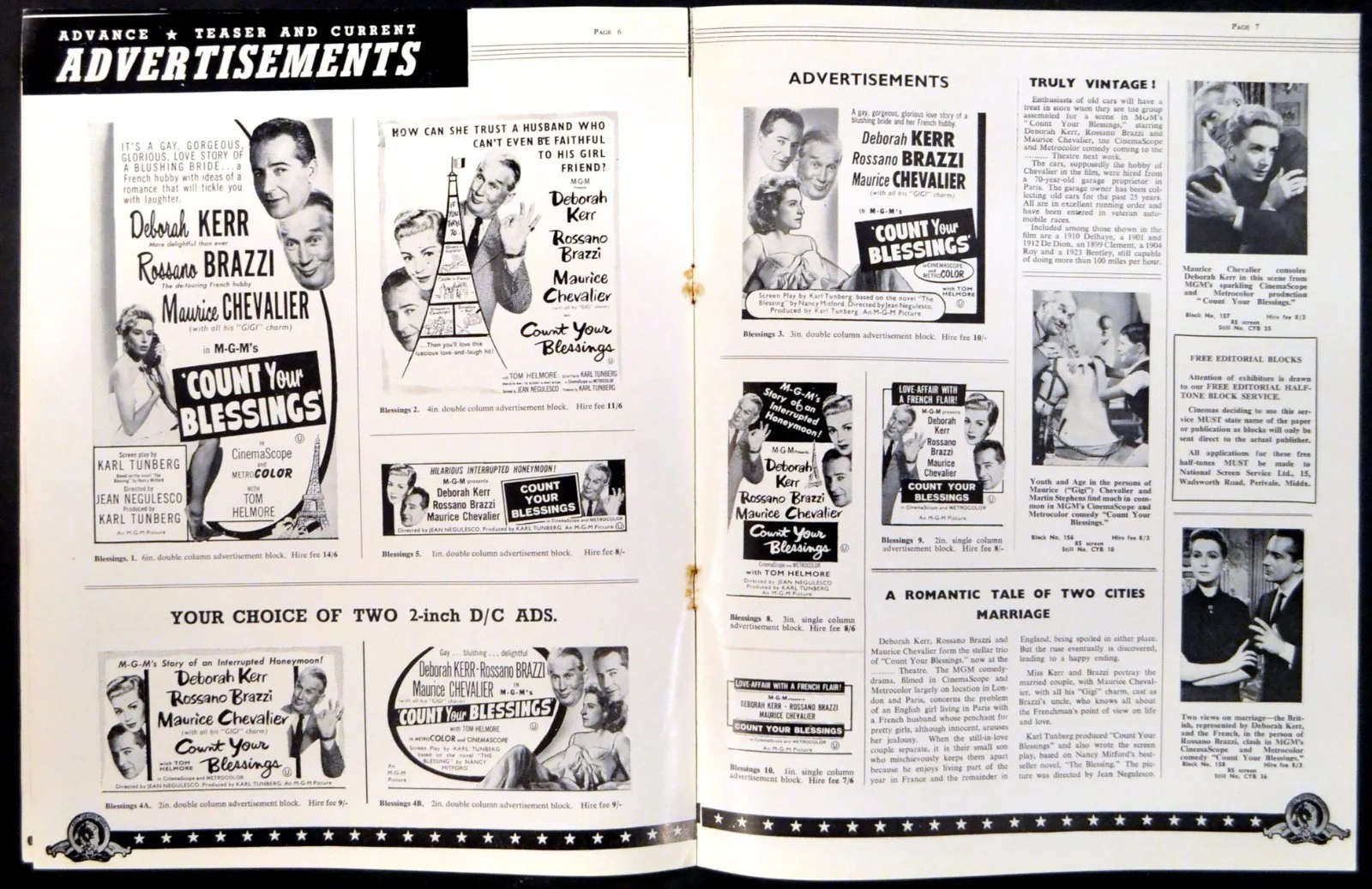 COUNT YOUR BLESSINGS 1959 Deborah Kerr, Maurice Chevalier UK PRESSBOOK, изображение 2