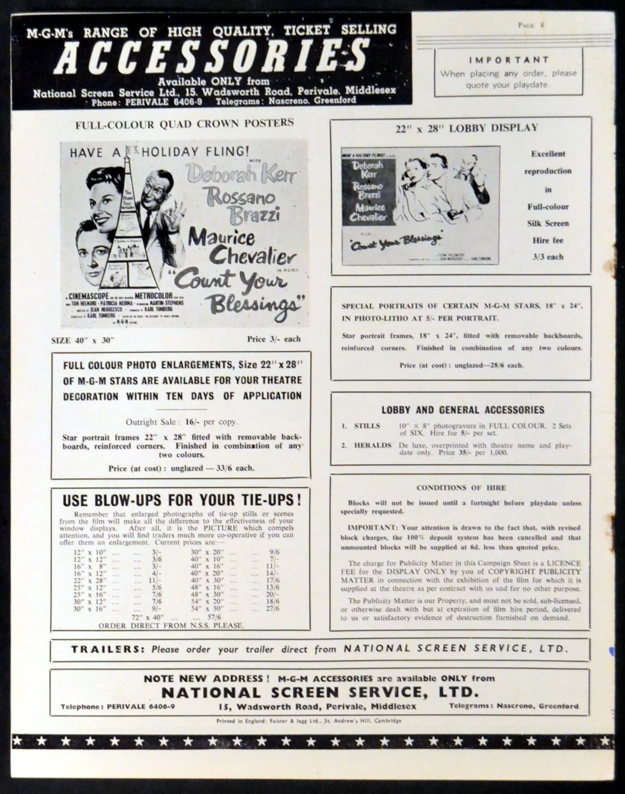 COUNT YOUR BLESSINGS 1959 Deborah Kerr, Maurice Chevalier UK PRESSBOOK, изображение 3