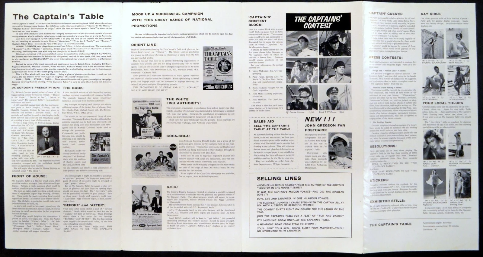 CAPTAIN’S TABLE 1959 John Gregson, Peggy Cummins, Donald Sinden UK CAMPAIGN BOOK, image 2