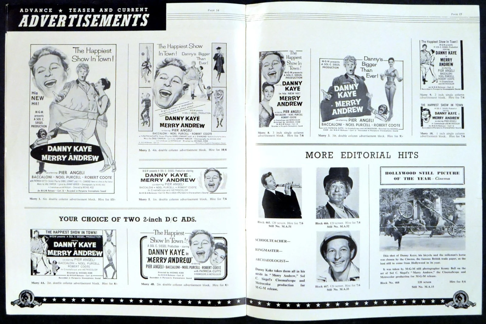 MERRY ANDREW 1958 Danny Kaye, Pier Angeli, Salvatore Baccaloni UK PRESSBOOK, изображение 2