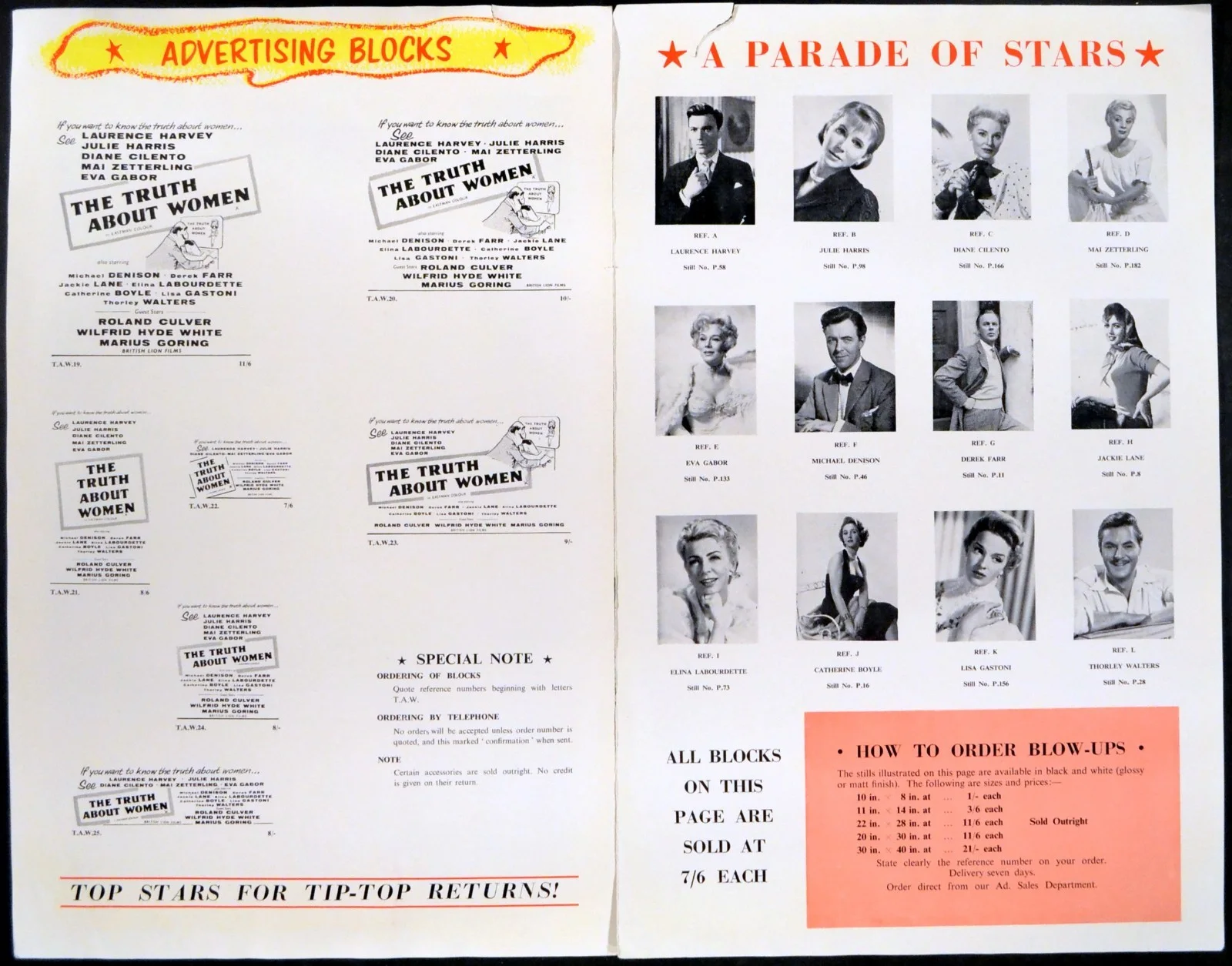 TRUTH ABOUT WOMEN 1957 Laurence Harvey, Julie Harris Diane Cilento CAMPAIGN BOOK, изображение 2