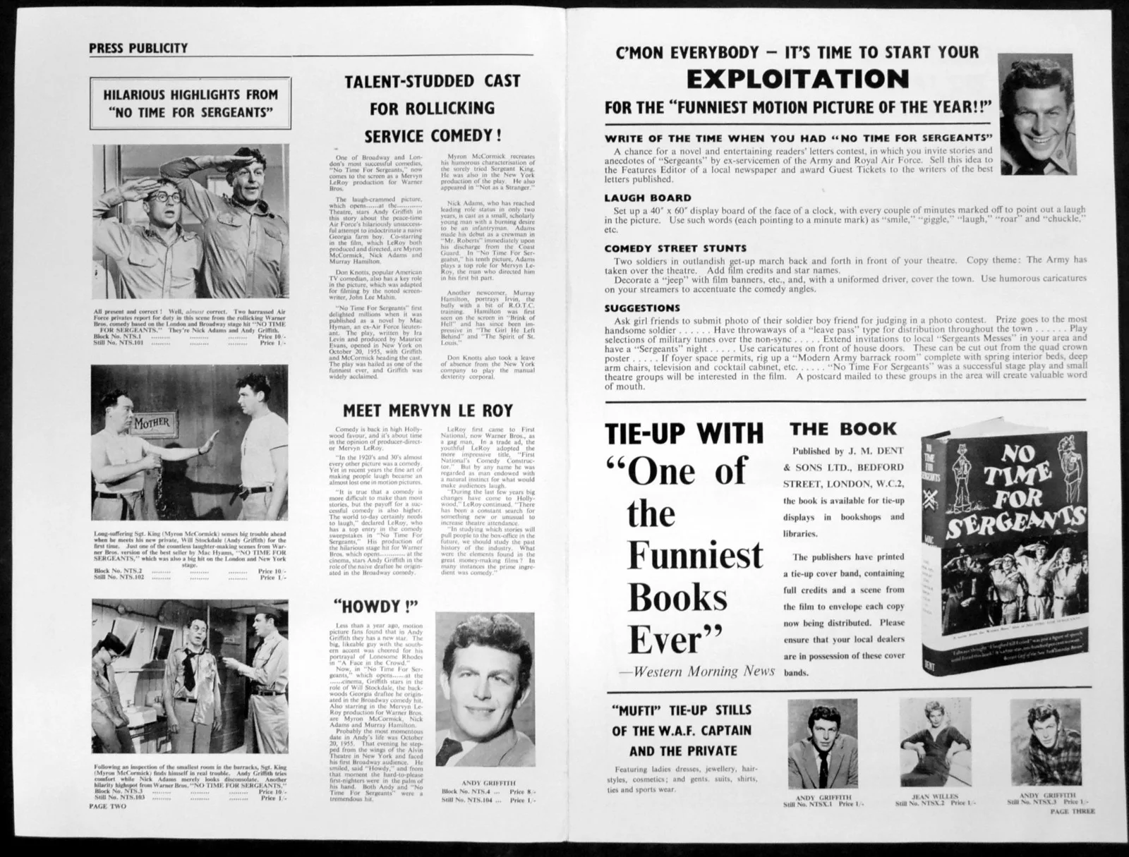 NO TIME FOR SERGEANTS 1958 Andy Griffith, Myron McCormick UK CAMPAIGN BOOK, image 2
