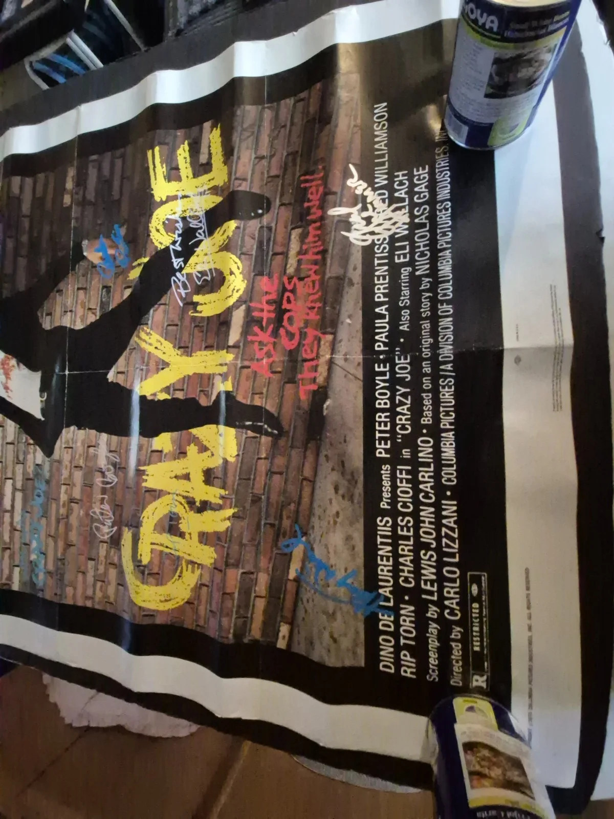 SEE BELOW — PÓSTER DE PELÍCULA FIRMADO POR CRAZY JOE CAST-con certificado de autenticidad ekim, изображение 2