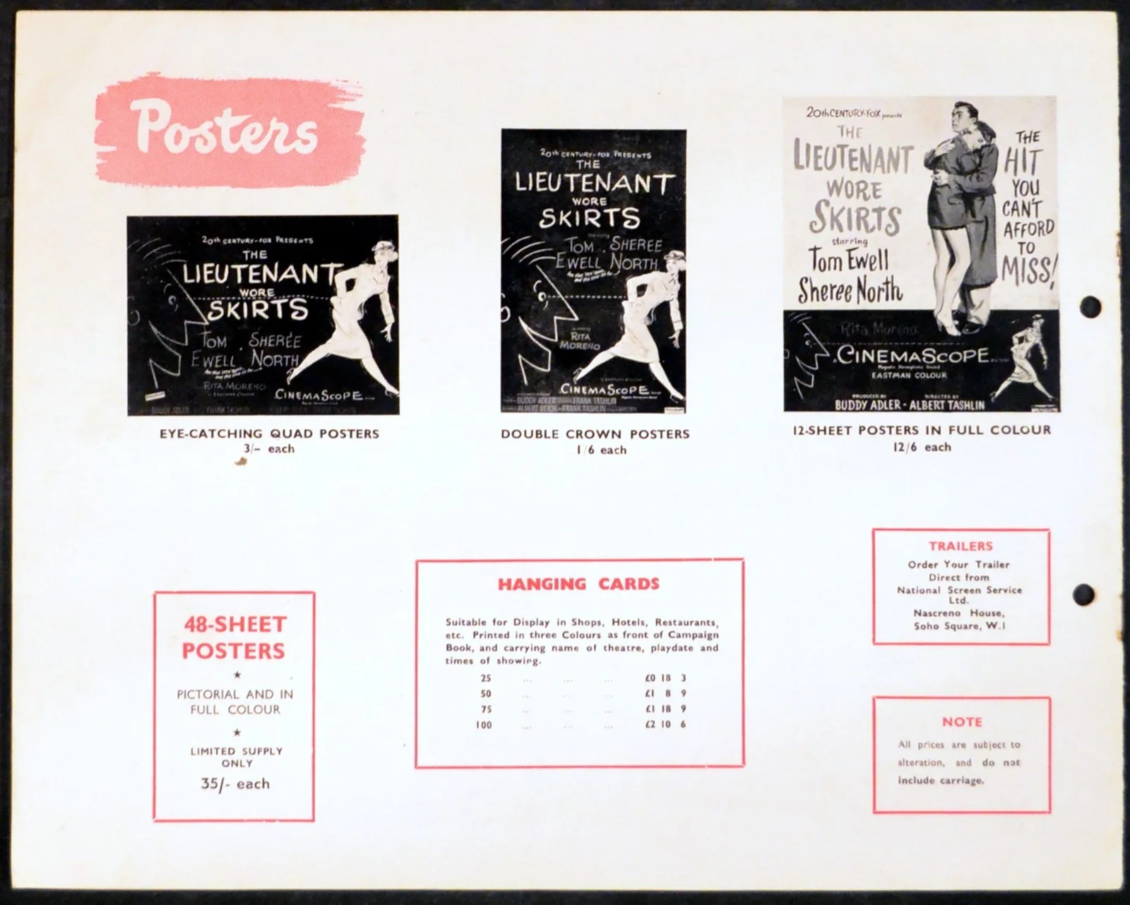LIEUTENANT WORE SKIRTS 1956 Tom Ewell, Sheree North Rita Moreno UK CAMPAIGN BOOK, изображение 2