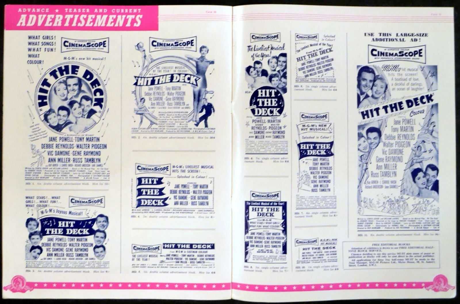 HIT THE DECK 1955 Jane Powell, Tony Martin, Debbie Reynolds UK PRESSBOOK, image 2