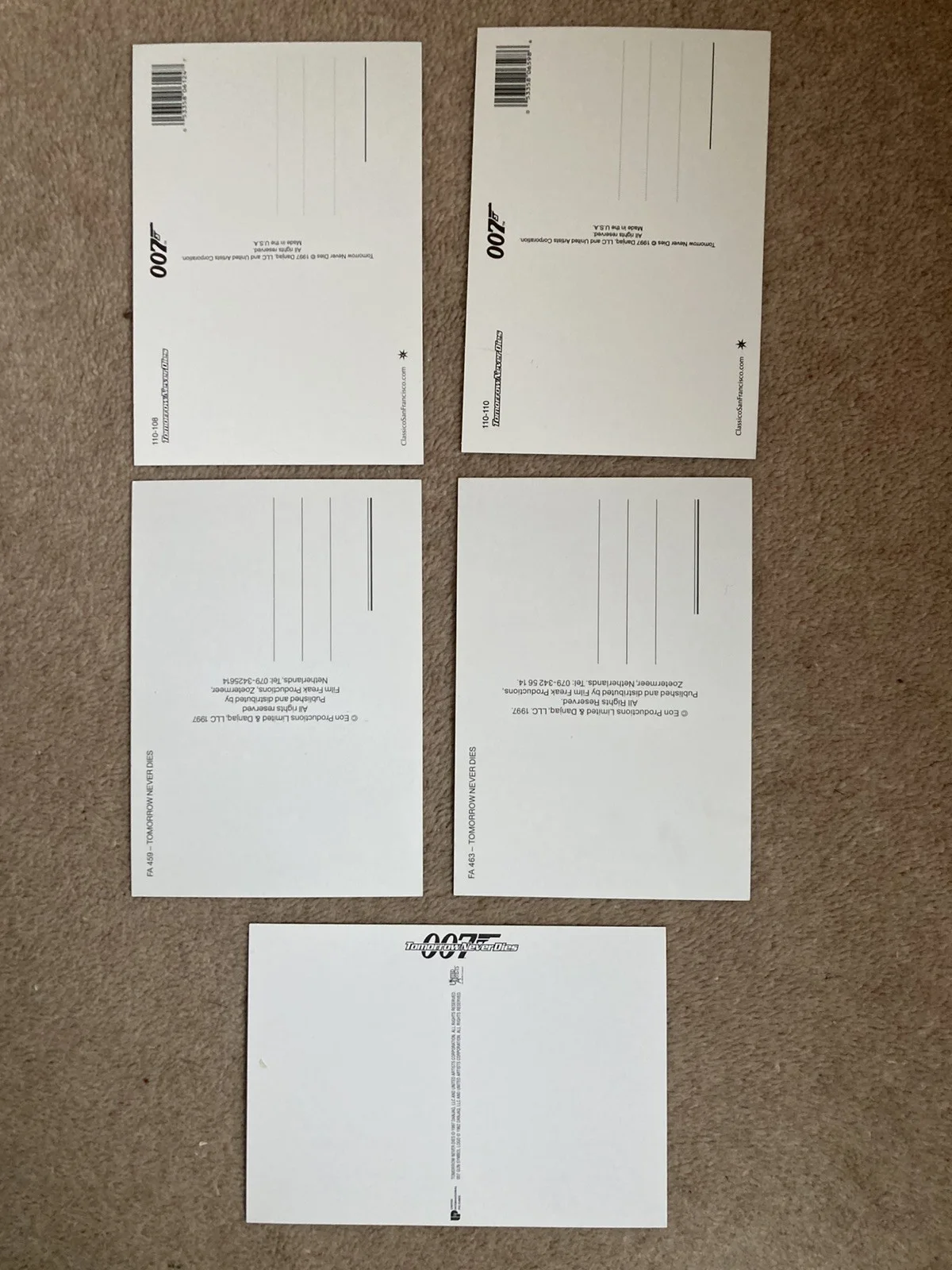 9 x JAMES BOND : TOMORROW NEVER DIES. 007 MOVIE POSTCARDS. 1997. BROSNAN., изображение 4