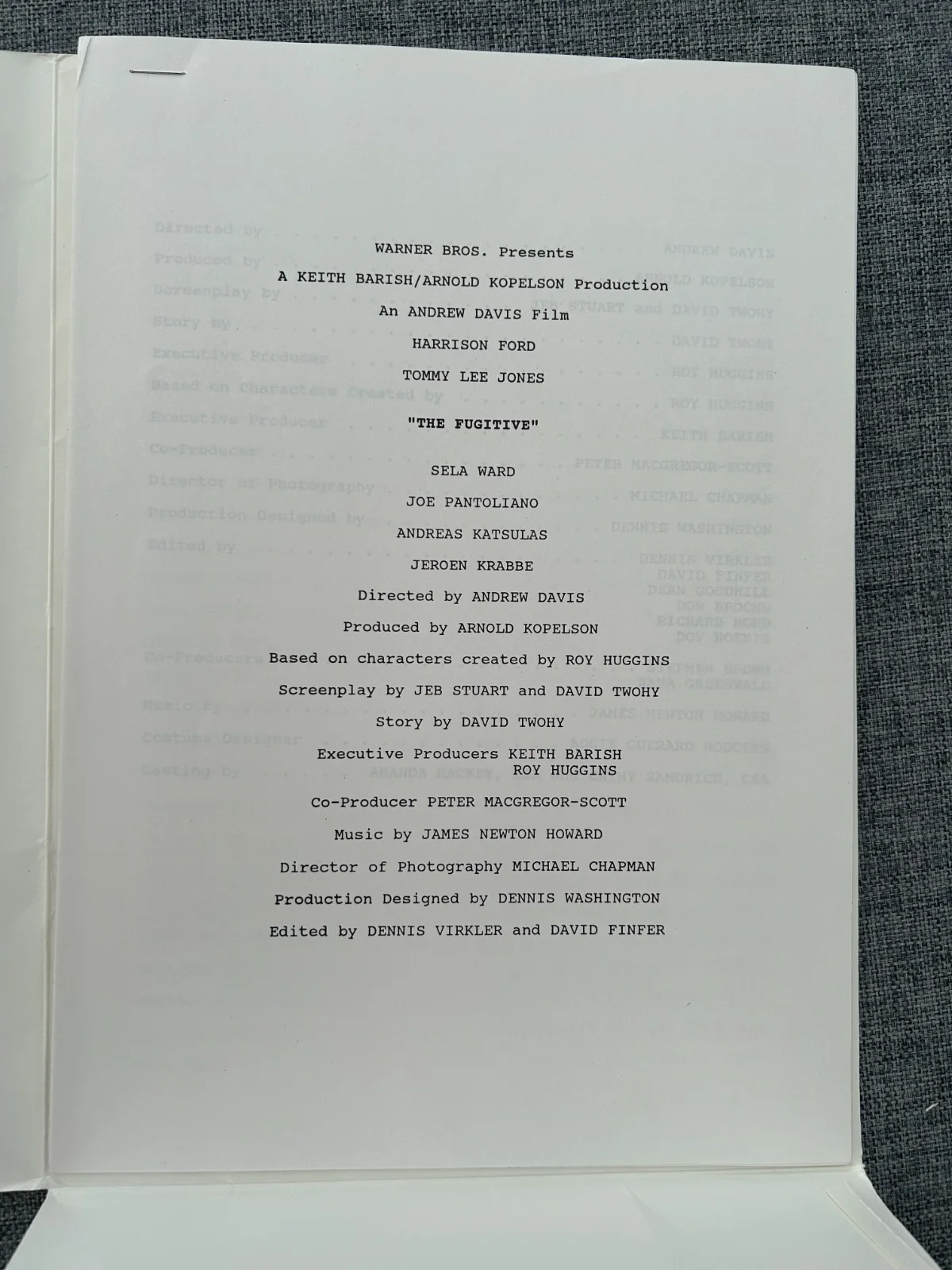 THE FUGITIVE 1993 VINTAGE PRESS KIT HARRISON FORD TOMMY LEE JONES, image 3