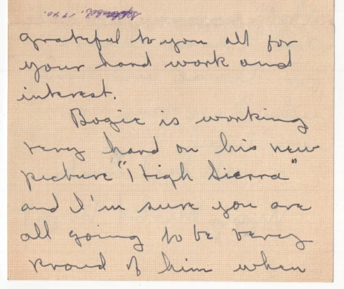 MAYO METHOT Signed Letter to HUMPHREY BOGART'S Fan Club 1940 Autographed RR COA, изображение 2
