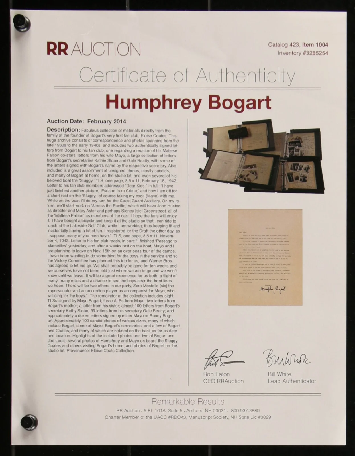 MAYO METHOT Signed Letter to HUMPHREY BOGART'S Fan Club 1940 Autographed RR COA, изображение 4