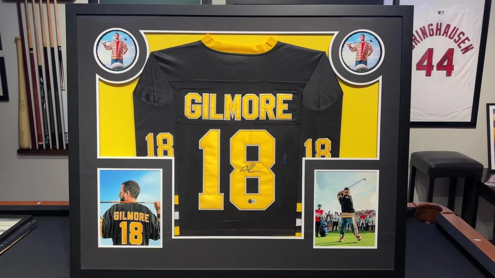 Adam Sandler — Adam Sandler “Happy Gilmore” Signed Jersey –Beckett Authenticated | Custom Frame, image 2
