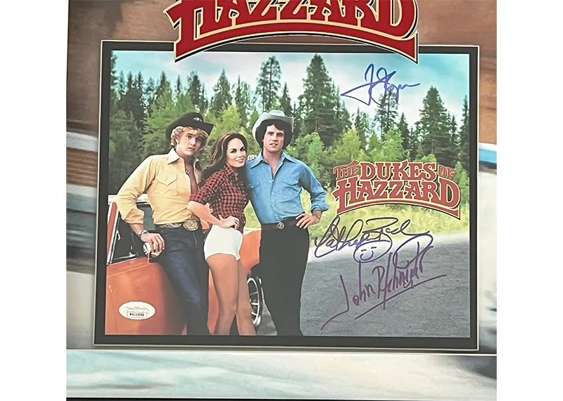Dukes of Hazzard Signed John Schneider, Tom Wopat & Catherine Bach 3D Frame JSA, image 2