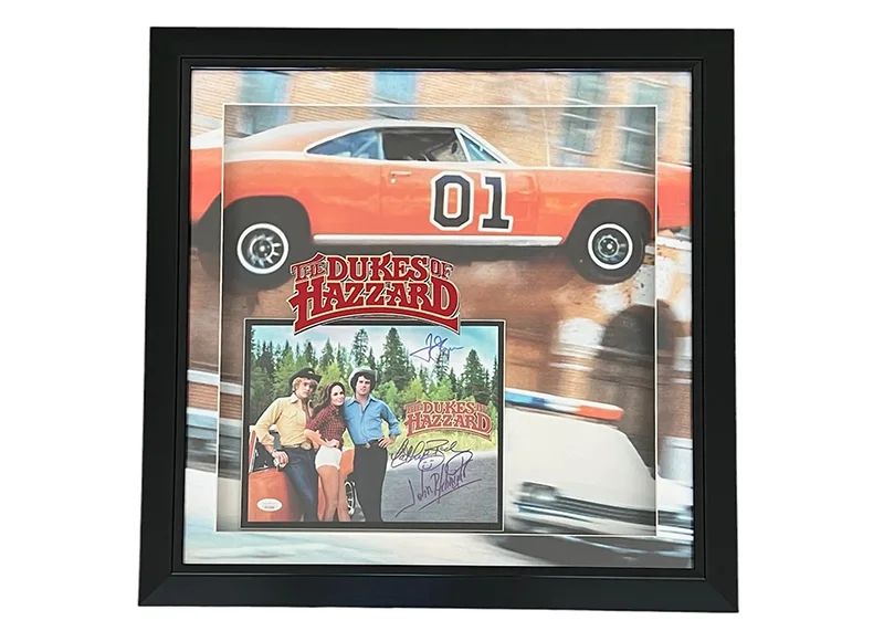 Dukes of Hazzard Signed John Schneider, Tom Wopat & Catherine Bach 3D Frame JSA, image 3