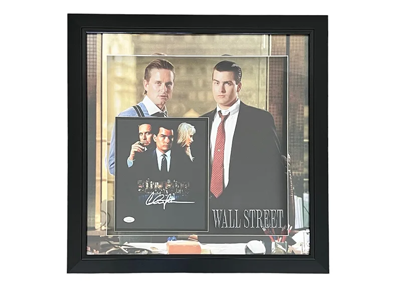 Charlie Sheen (Bud Fox) Wall Street Signed 3D LED Lights Farmed 23x23 Photo JSA, изображение 2