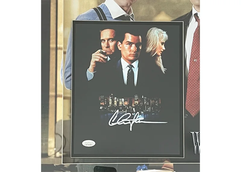 Charlie Sheen (Bud Fox) Wall Street Signed 3D LED Lights Farmed 23x23 Photo JSA, изображение 3