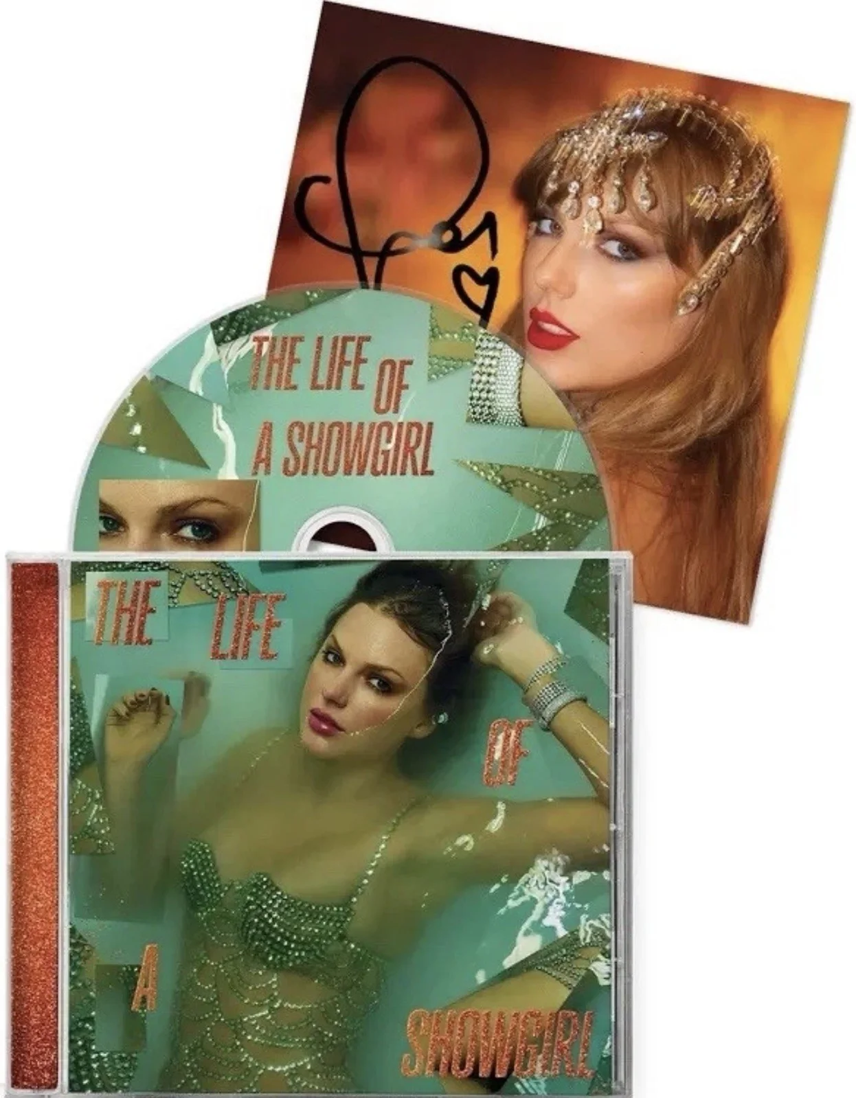 Taylor Swift The Life of a Showgirl CD + Hand Signed Photo 1 SEALED, изображение 2