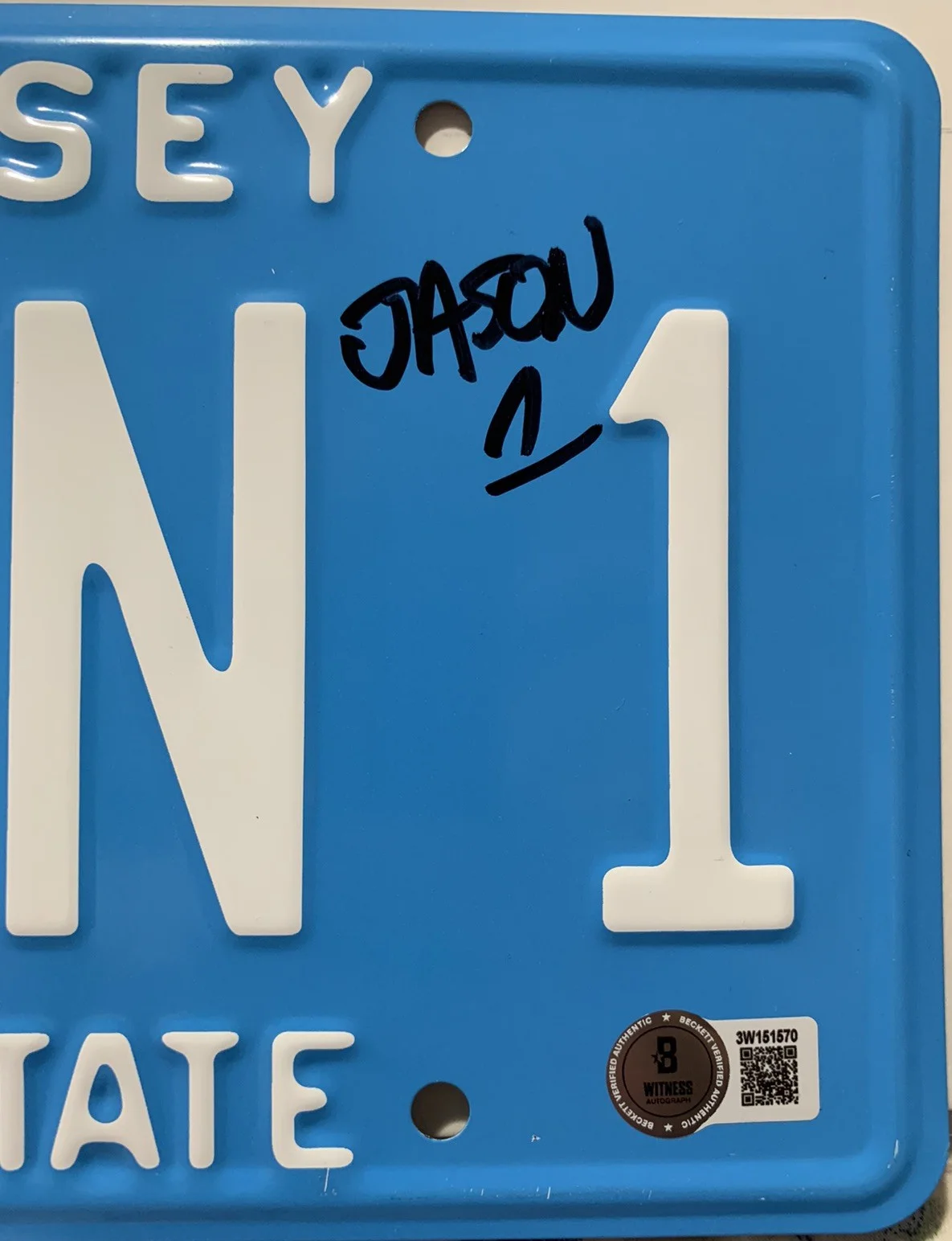 Ari Lehman — Ari Lehman Signed "Friday the 13th" Jason Voorhees New Jersey License Plate –BAS, image 3