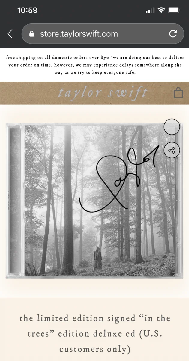 TAYLOR SWIFT FOLKLORE SIGNED AUTOGRAPHED INLAY WEBSITE OFFER AUDIO CD SEALED, image 3