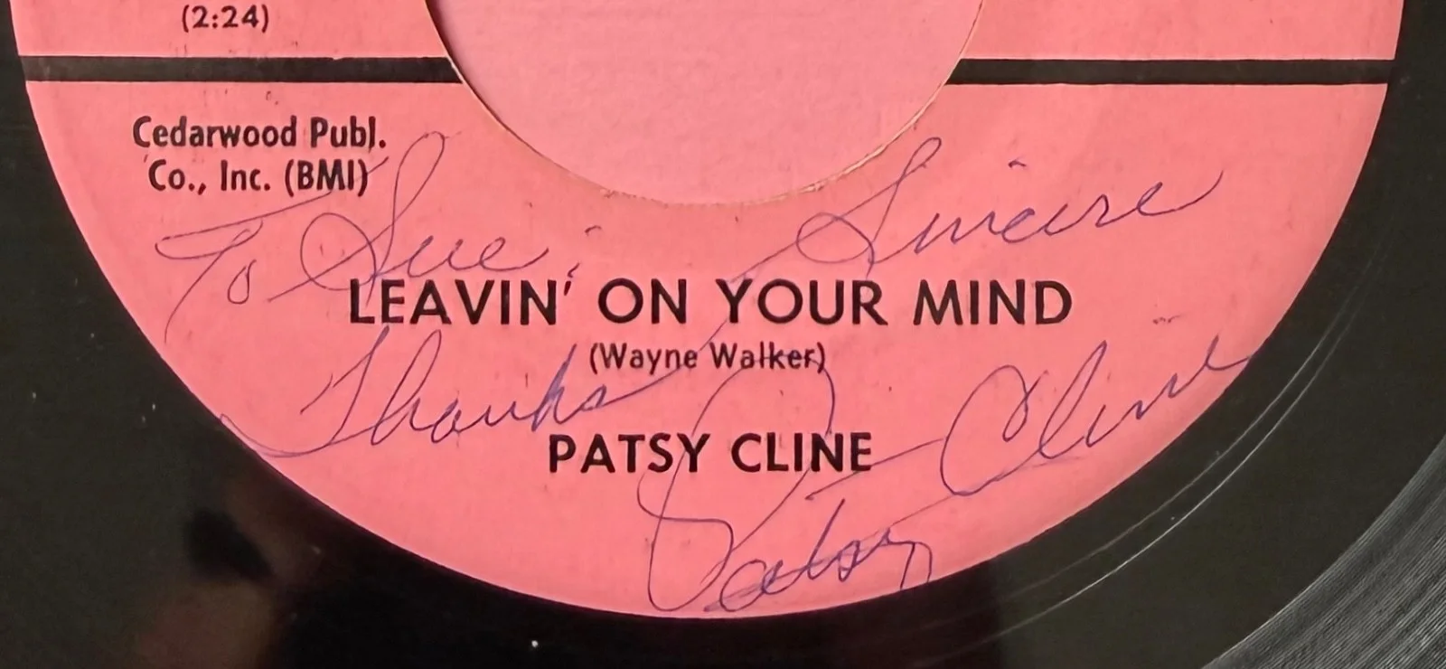 PATSY CLINE 🐐 SIGNED AUTOGRAPHED DECCA PROMOTIONAL RADIO STATION 45, image 2