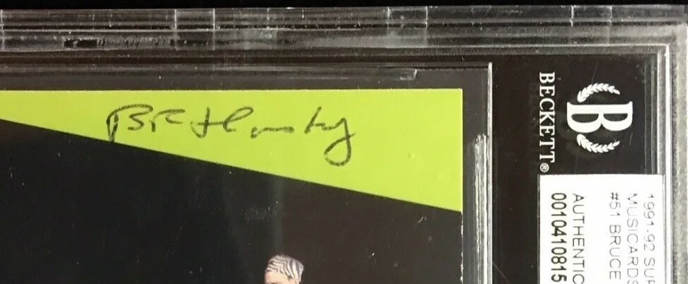 BRUCE HORNSBY — BRUCE HORNSBY CERTIFIED BECKETT AUTOGRAPHED SIGNED 1991 SUPERSTAR MUSICIANS CARD, image 2