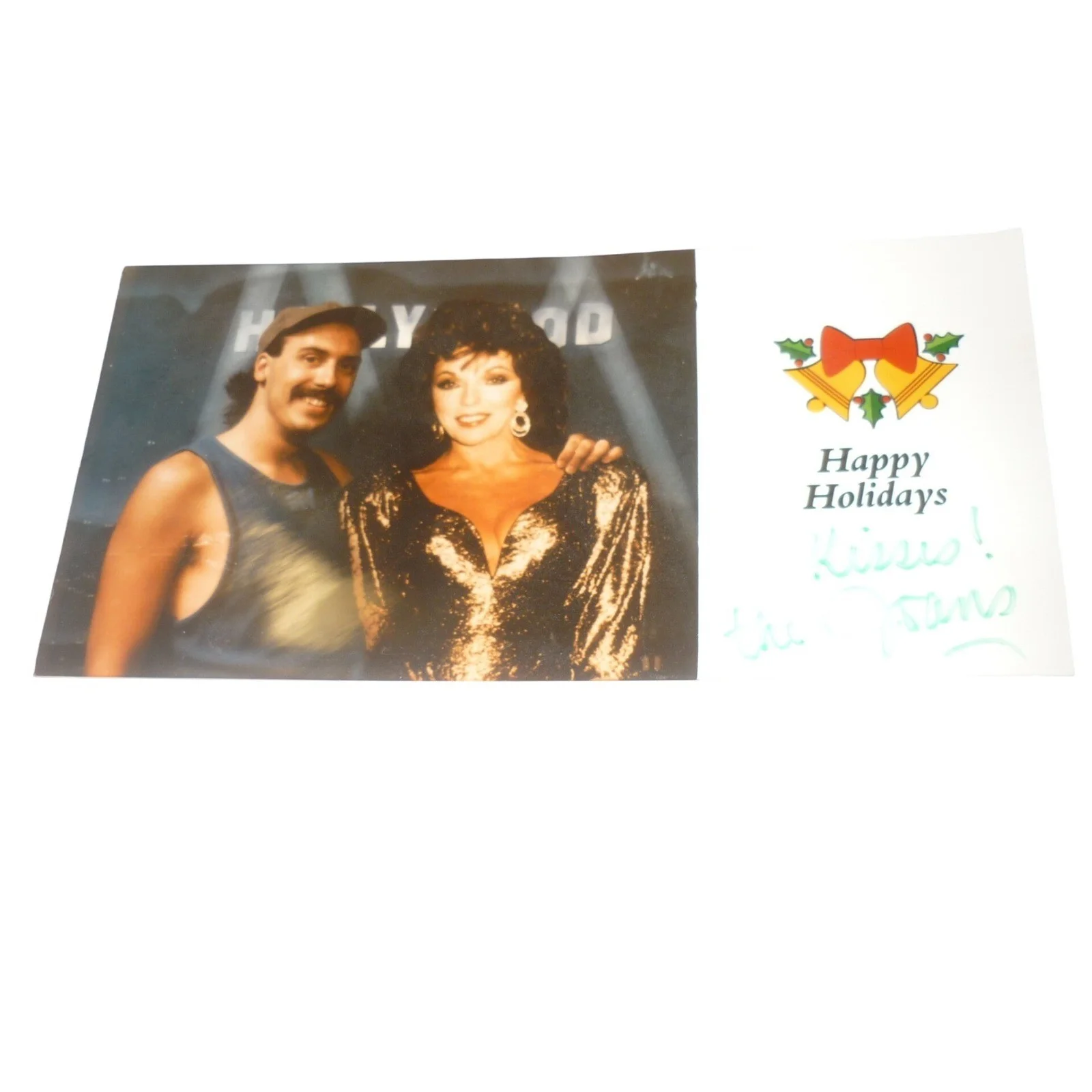 Joan Collins Signed 1989 Vintage Holiday Card Photograph Autographed Hollywood, изображение 2